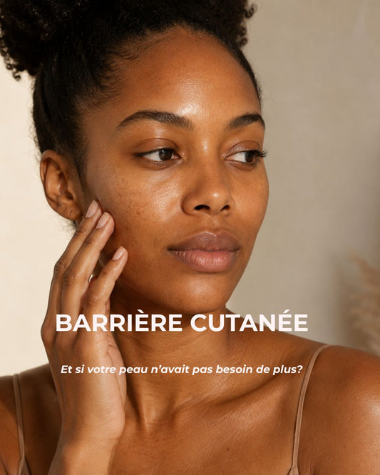 FEMME METISSE TOUCHANT SON VISAGE POUR REPRESENTER LA BARRIÈRE CUTANÉE SKINSCOSMEACTIVE
